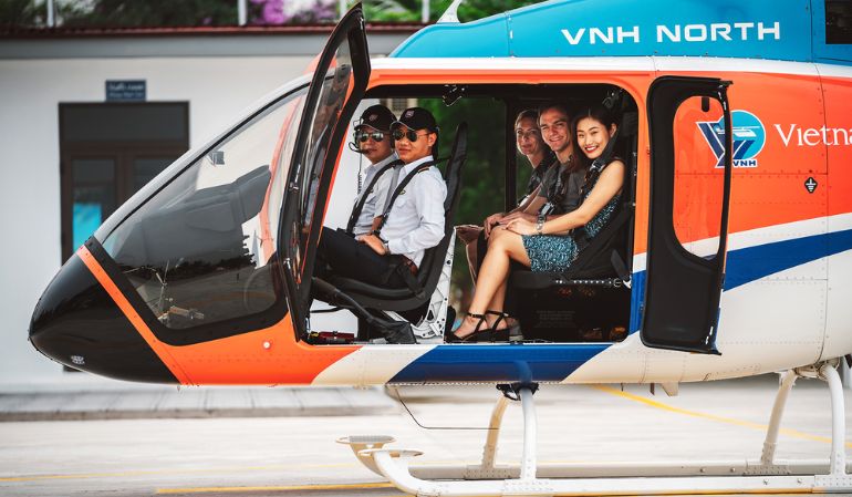 Passengers on the Halong Bay sightseeing plane